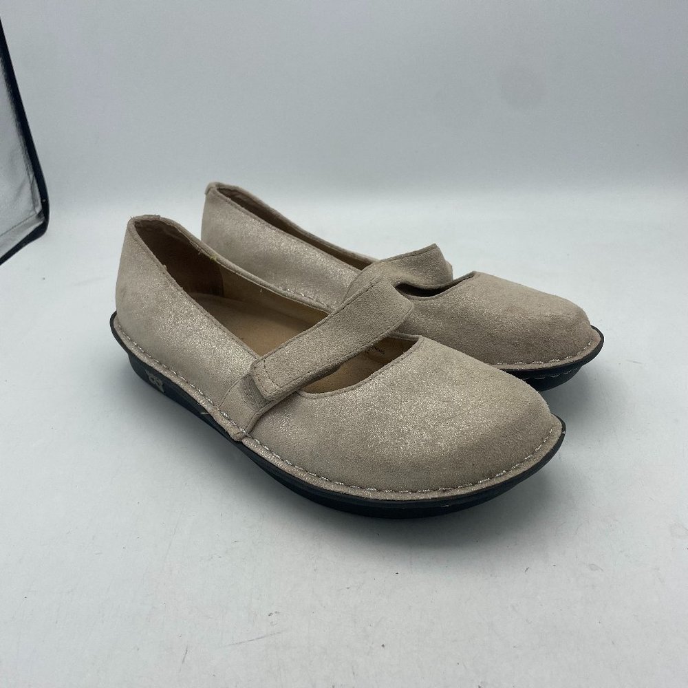 Alegria Women's Mary Jane Leather Women's Flat Shoes Tan Size 38
